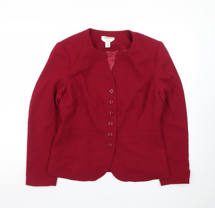 Talbots Petites Red Wool Blazer Jacket Size 8 Petite Classic Fit