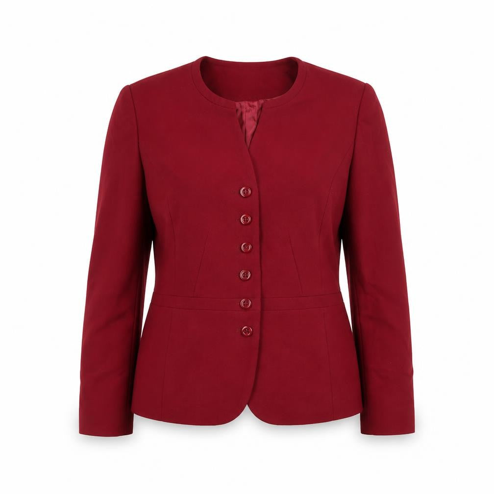 Front view of Talbots Petites Red Wool Blazer Jacket, size 8, Petite Classic Fit