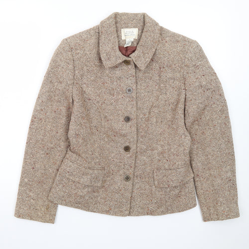 Field Manor Women's Beige Wool Blend Tailored Blazer Size 4 Classic Fit
