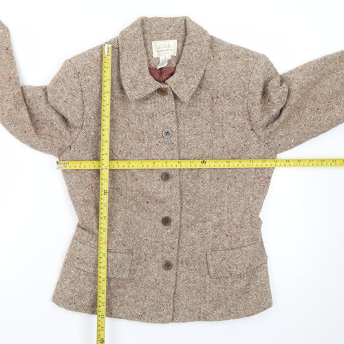 Field Manor Women's Beige Wool Blend Tailored Blazer Size 4 Classic Fit