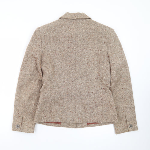 Field Manor Women's Beige Wool Blend Tailored Blazer Size 4 Classic Fit