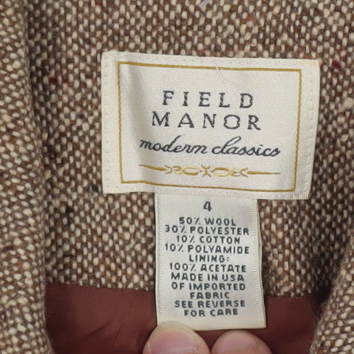 Field Manor Women's Beige Wool Blend Tailored Blazer Size 4 Classic Fit