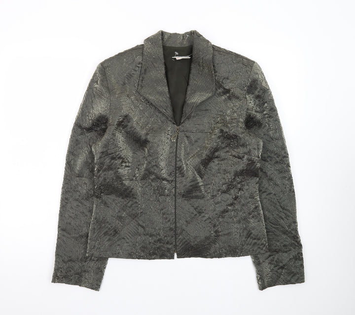 Nueva Women's Grey Textured Single-Breasted Suit Jacket Size 14