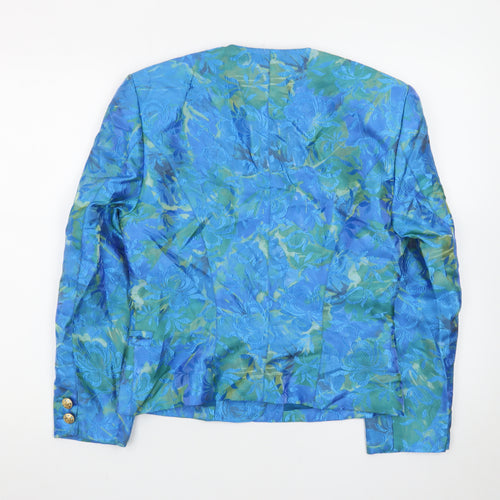 Mondi Women's Blue Floral Brocade Suit Jacket Size 8 Classic Tailored
