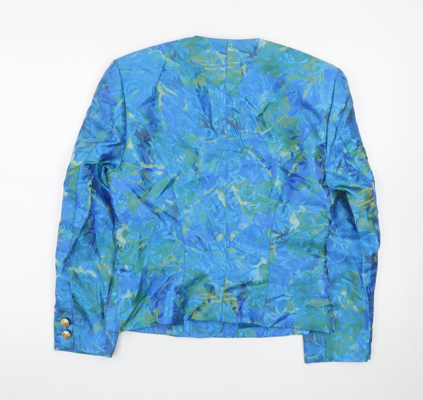 Mondi Women's Blue Floral Brocade Suit Jacket Size 8 Classic Tailored
