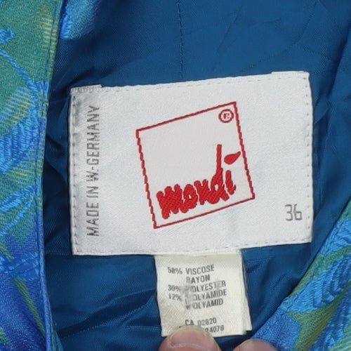 Mondi Women's Blue Floral Brocade Suit Jacket Size 8 Classic Tailored