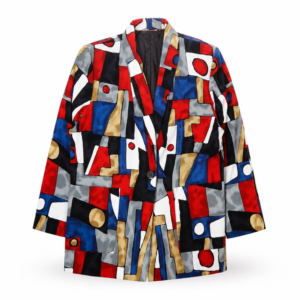 Front view of Kensington Square Women’s Multicoloured Geometric Petite Blazer S