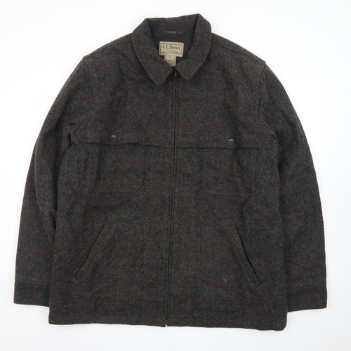 L.L.Bean Men’s Grey Checked Wool Blend XL Tall Lined Jacket