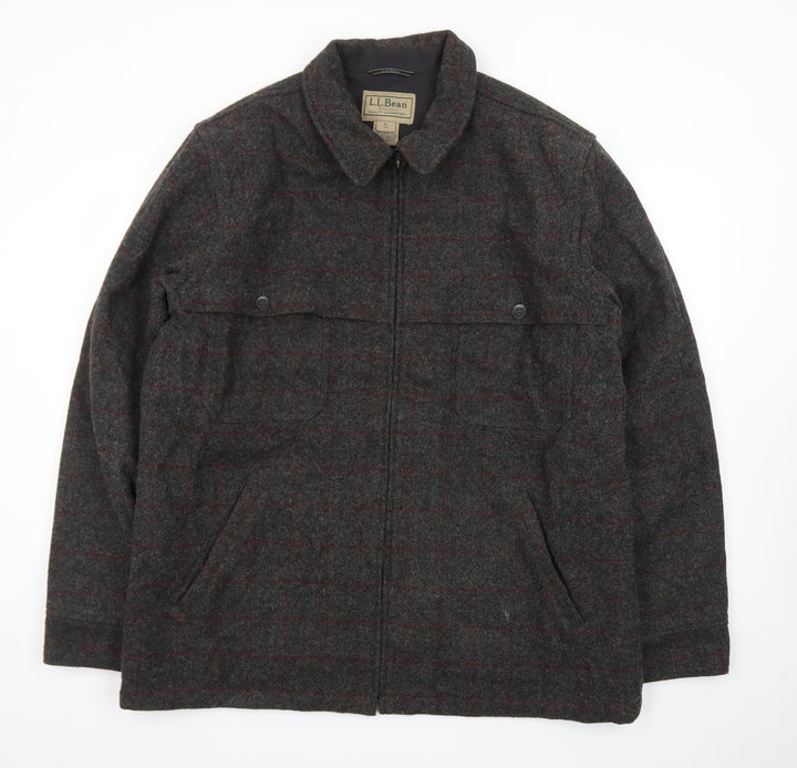 L.L.Bean Men’s Grey Checked Wool Blend XL Tall Lined Jacket