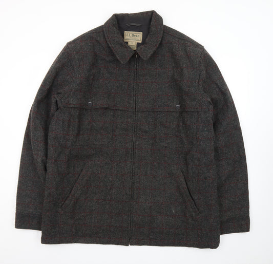 L.L.Bean Men’s Grey Checked Wool Blend XL Tall Lined Jacket