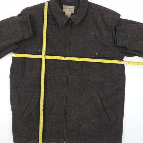 L.L.Bean Men’s Grey Checked Wool Blend XL Tall Lined Jacket