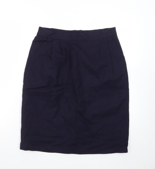 Sag Harbor Women Blue Wool Knee Length Pencil Skirt Size 14