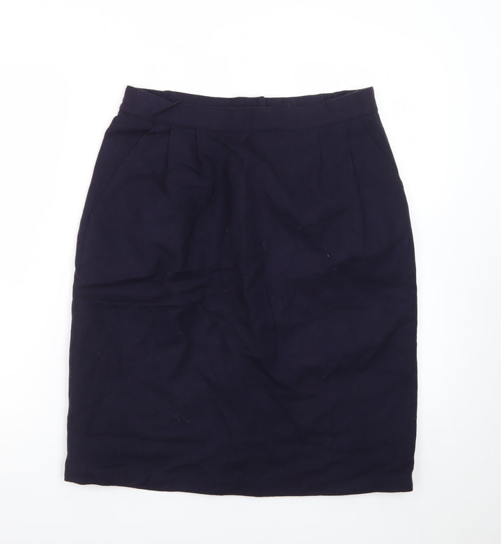 Sag Harbor Women Blue Wool Knee Length Pencil Skirt Size 14