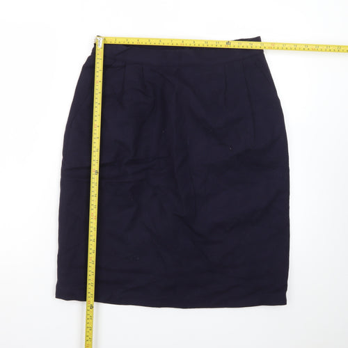 Sag Harbor Women Blue Wool Knee Length Pencil Skirt Size 14