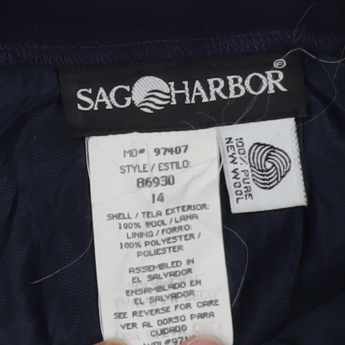 Sag Harbor Women Blue Wool Knee Length Pencil Skirt Size 14