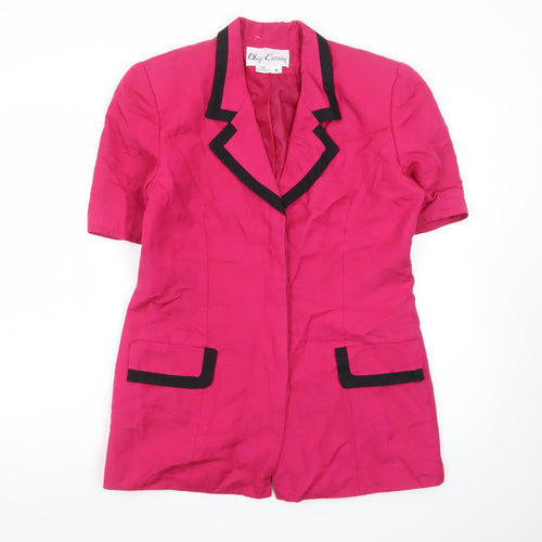 Oleg Cassini Women's Pink Linen Blend Short Sleeve Blazer Size 8