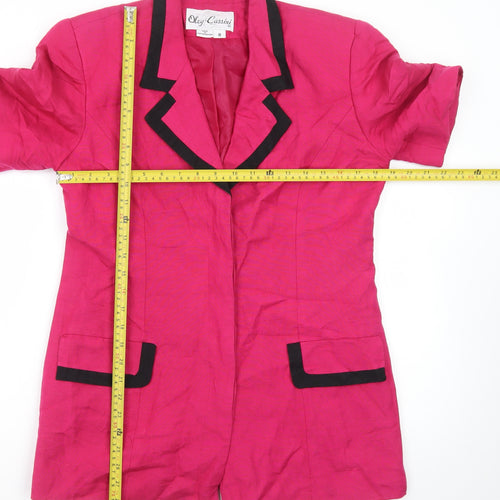 Oleg Cassini Women's Pink Linen Blend Short Sleeve Blazer Size 8