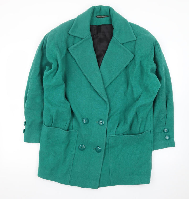 Thunder Bay Women Green Wool Mid-Length Overcoat Size 6