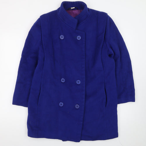 London Fog Women's Blue Wool Pea Coat Size 12 Classic Mid-Length