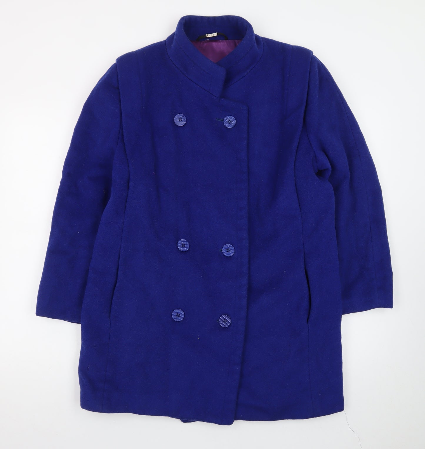 London Fog Women's Blue Wool Pea Coat Size 12 Classic Mid-Length