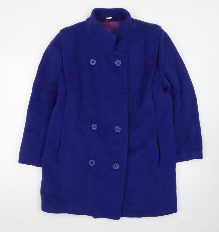 London Fog Women's Blue Wool Pea Coat Size 12 Classic Mid-Length