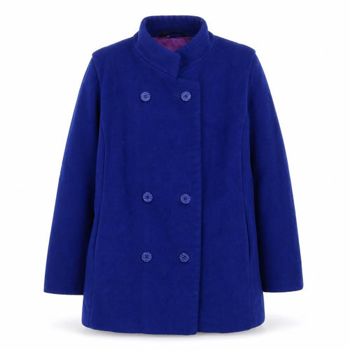 London Fog Women's Blue Wool Pea Coat Size 12 Classic Mid-Length