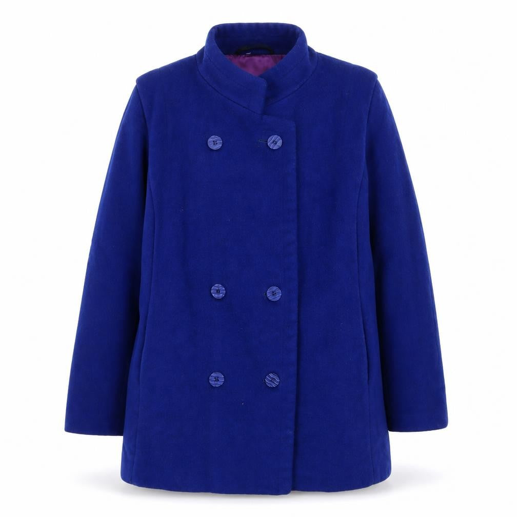 London Fog Women's Blue Wool Pea Coat Size 12 Classic Mid-Length