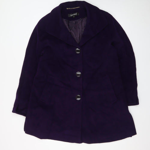 Ellen Tracy Women's Purple Wool Blend Mid-Length Overcoat Size 12