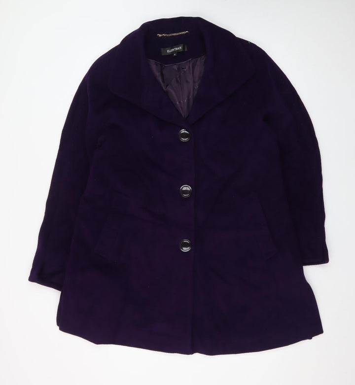 Ellen Tracy Women's Purple Wool Blend Mid-Length Overcoat Size 12
