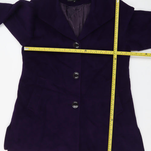 Ellen Tracy Women's Purple Wool Blend Mid-Length Overcoat Size 12