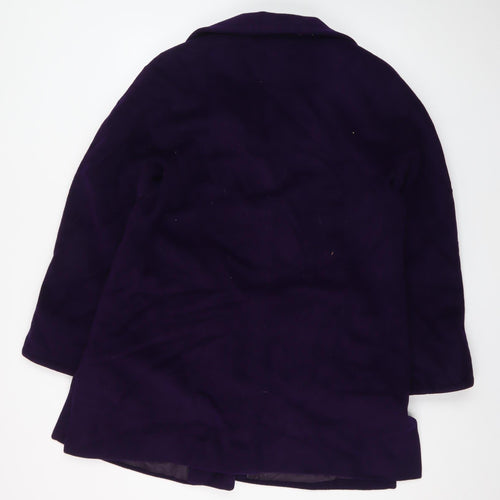 Ellen Tracy Women's Purple Wool Blend Mid-Length Overcoat Size 12