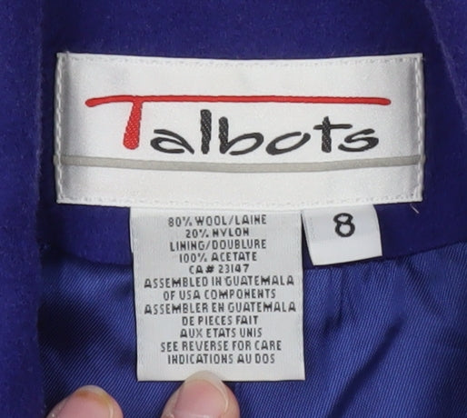 Talbots Women's Blue Wool Blend Mid-Length Pea Coat Size 12
