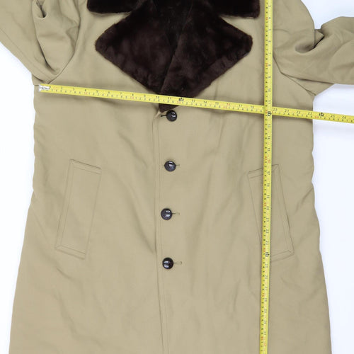 London Fog Men's Beige 44 Classic Overcoat with Faux Fur Collar
