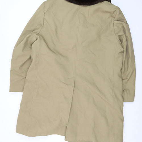 London Fog Men's Beige 44 Classic Overcoat with Faux Fur Collar