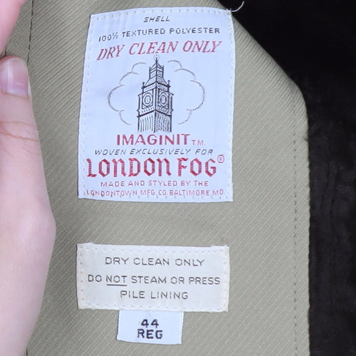 London Fog Men's Beige 44 Classic Overcoat with Faux Fur Collar