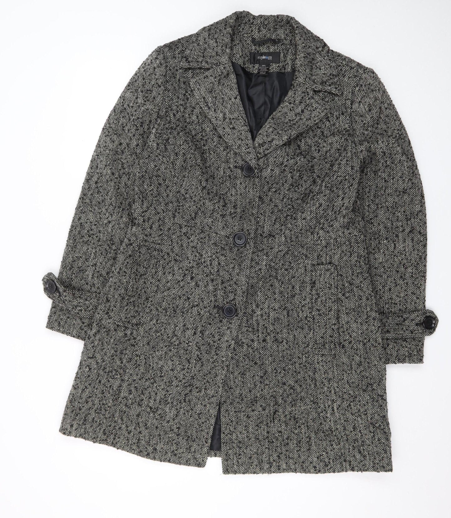 Style & Co Women’s Grey Wool Blend Petite Overcoat Size 12