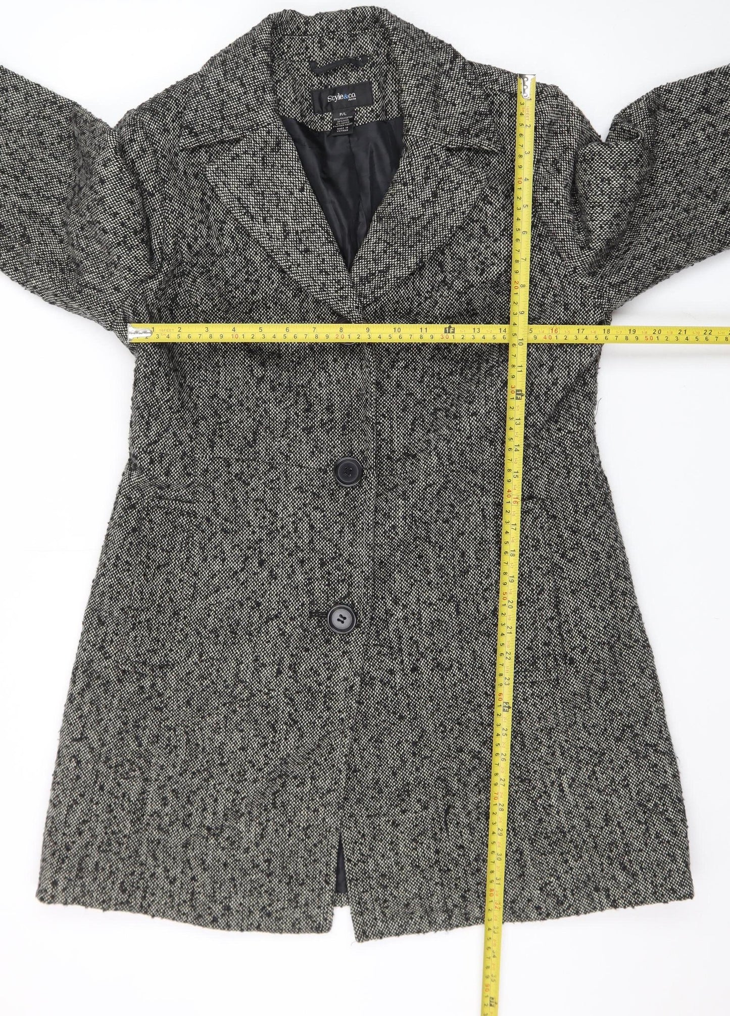 Style & Co Women’s Grey Wool Blend Petite Overcoat Size 12
