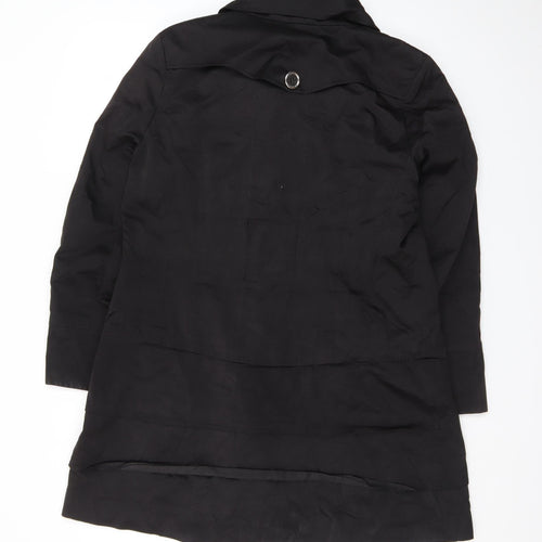 Charles Klein Womens Black L Trench Coat Cotton Blend Buttoned