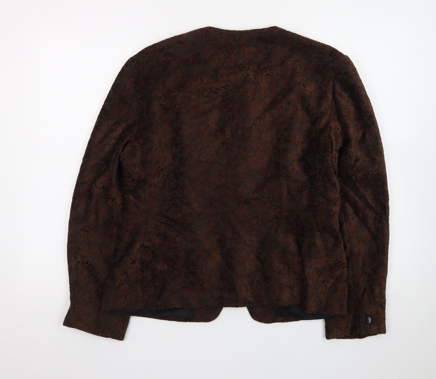 Jones New York Women Brown Floral Blazer Size M Lined Buttoned Jacket