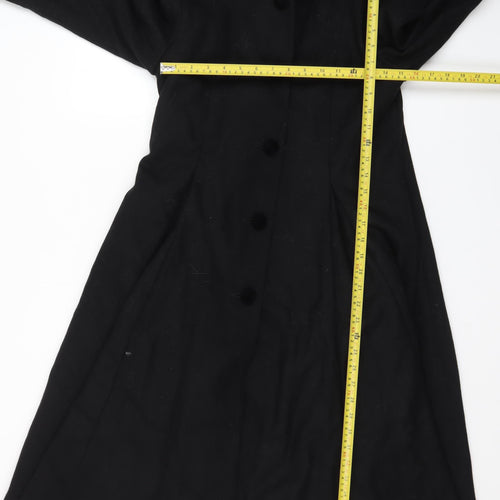Trilogi Collection Teens Black Wool Hooded Fur Trim Long Coat Size 14