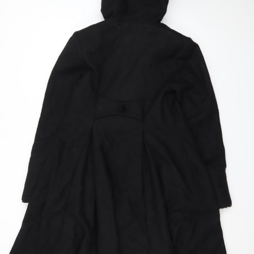 Trilogi Collection Teens Black Wool Hooded Fur Trim Long Coat Size 14