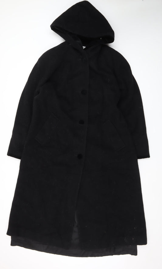 Forecaster of Boston Men's Black Wool Hooded Overcoat Size S