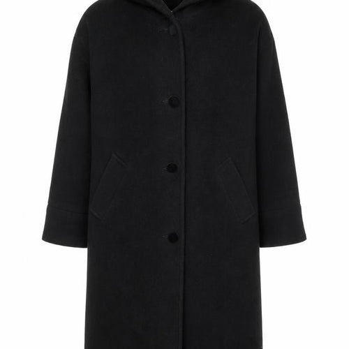 Forecaster of Boston Men's Black Wool Hooded Overcoat Size S
