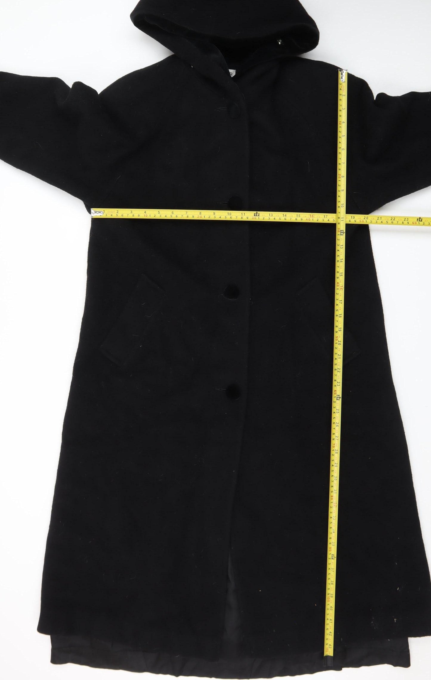 Forecaster of Boston Men's Black Wool Hooded Overcoat Size S