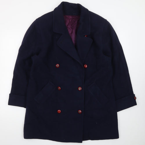Mallia Women's Blue Wool Pea Coat Size 10 Double-Breasted