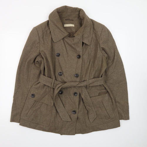 New York & Company Women's Brown Wool-Blend Trench Coat XL