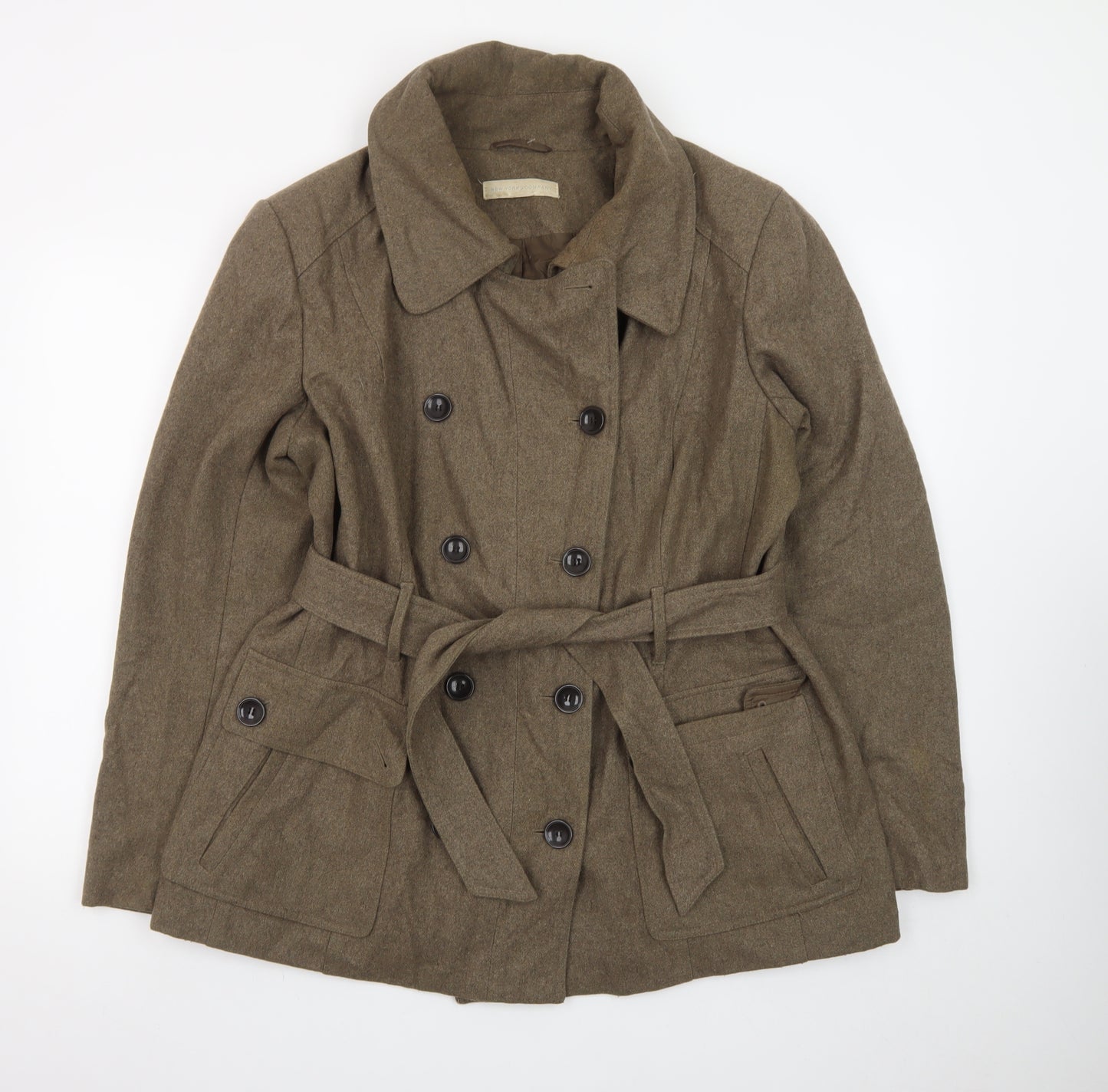 New York & Company Women's Brown Wool-Blend Trench Coat XL