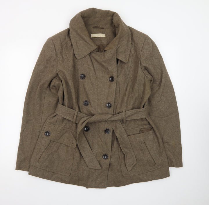 New York & Company Women's Brown Wool-Blend Trench Coat XL