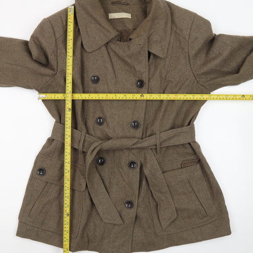 New York & Company Women's Brown Wool-Blend Trench Coat XL