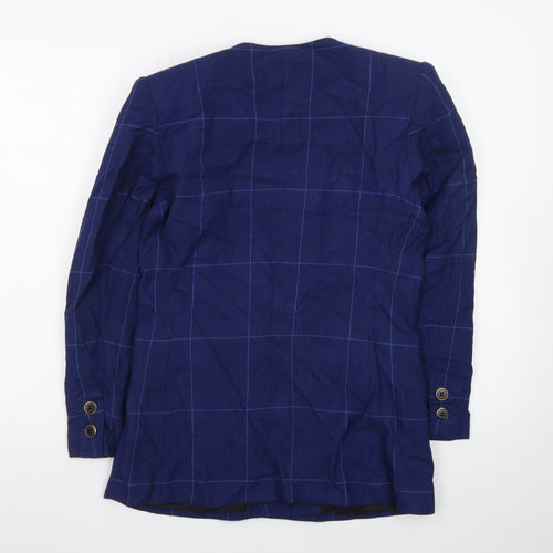Kasper Women's Blue Checked Double-Breasted Blazer Size 10